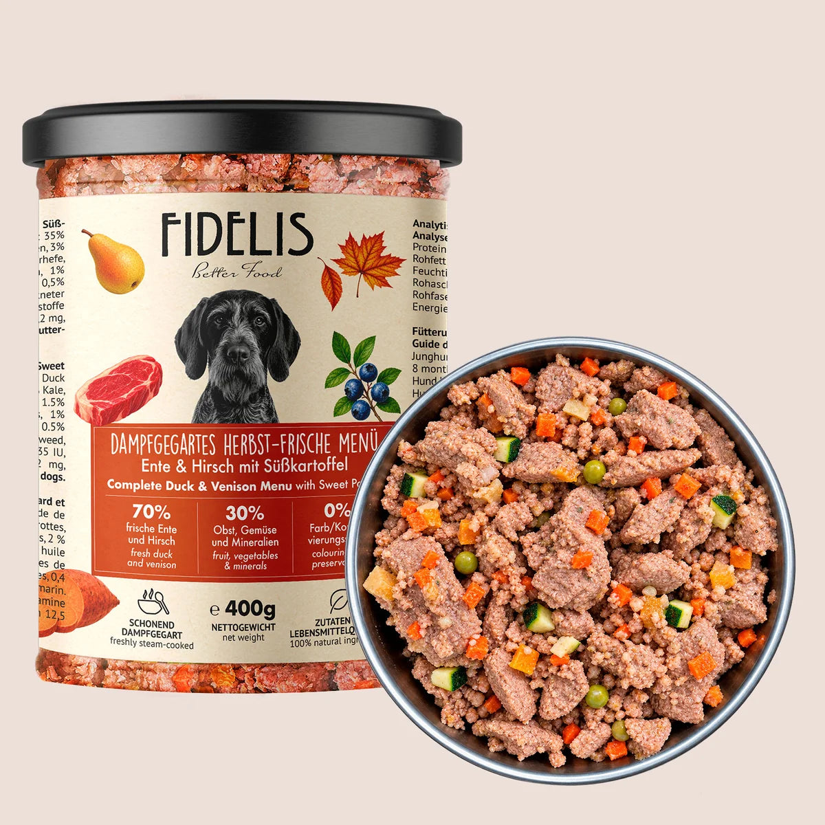 Eend & Hert herfstmenu | Fidelis | gestoomde voeding